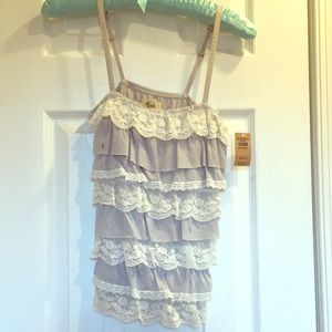 Hollister Lace detailed Tank Top XS Light Gray